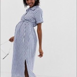 Glamorous Bloom gingham maternity shirt dress